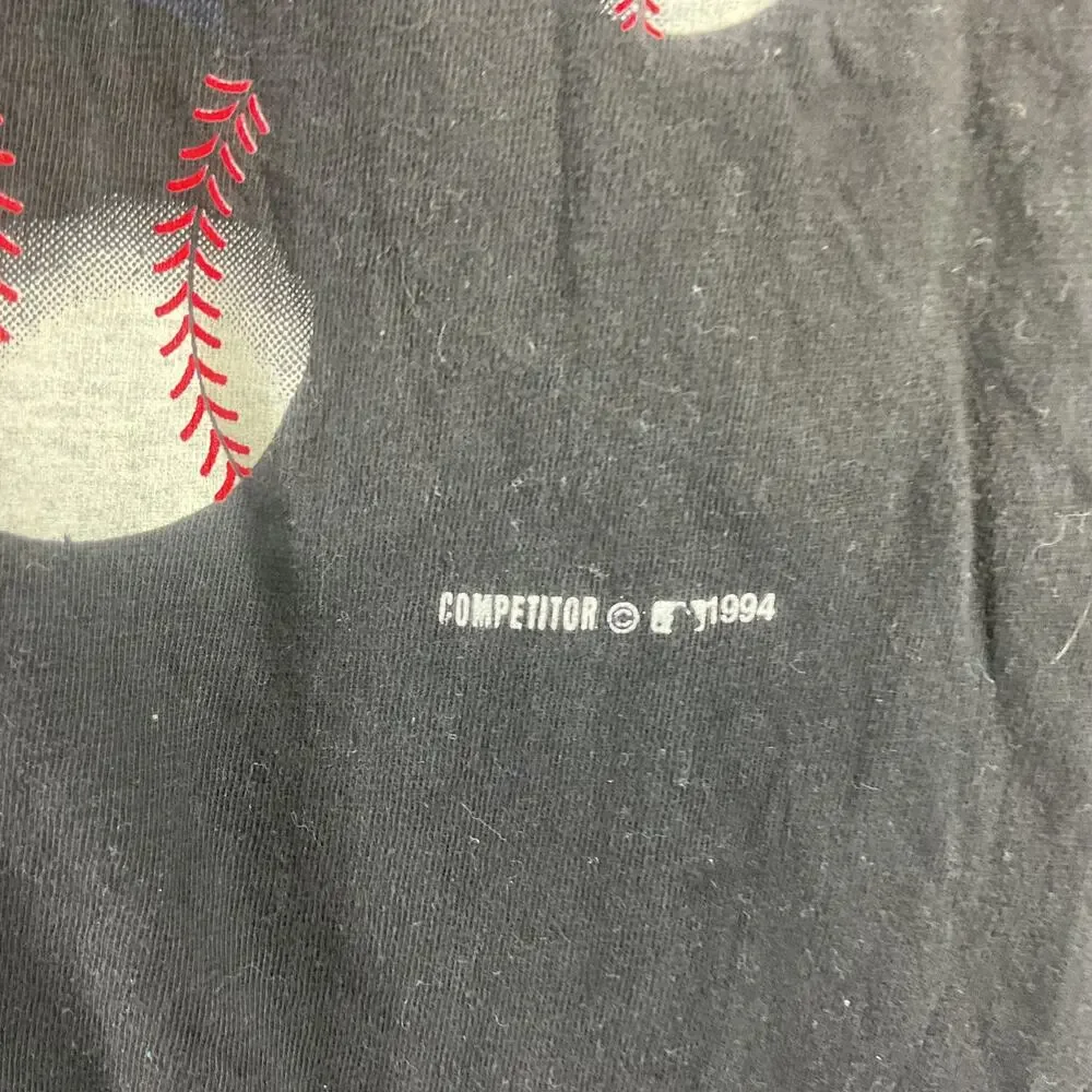 Black VTG Atlanta Braves Baseball ‘94 Competitor Cotton T-Shirt Men's L Preowned - Picture 5 of 5